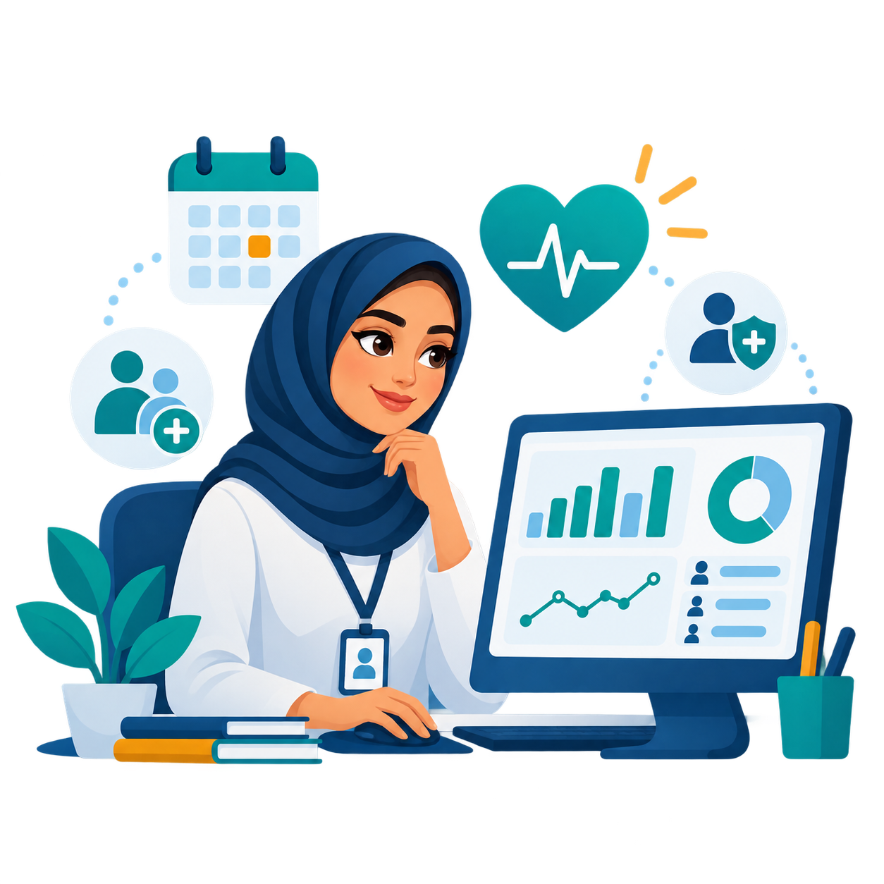Care coordinator reviewing clinic dashboard information